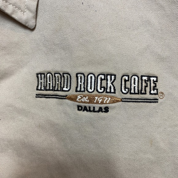 Vintage Hard Rock Cafe Jacket Mens Large Tan Full Zip Lined 90s Bomber - Picture 3 of 16